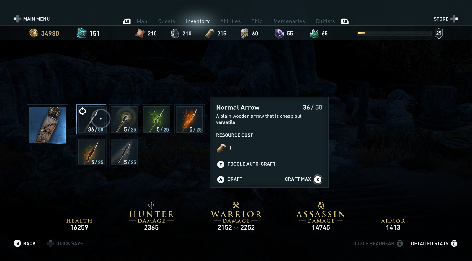assassins creed odyssey fonctionnalite craft fabrication fleche automatique