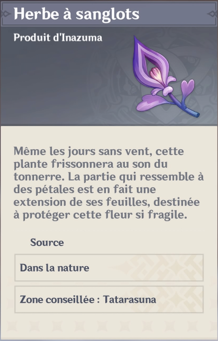Genshin Impact - Herbe &agrave; sanglots