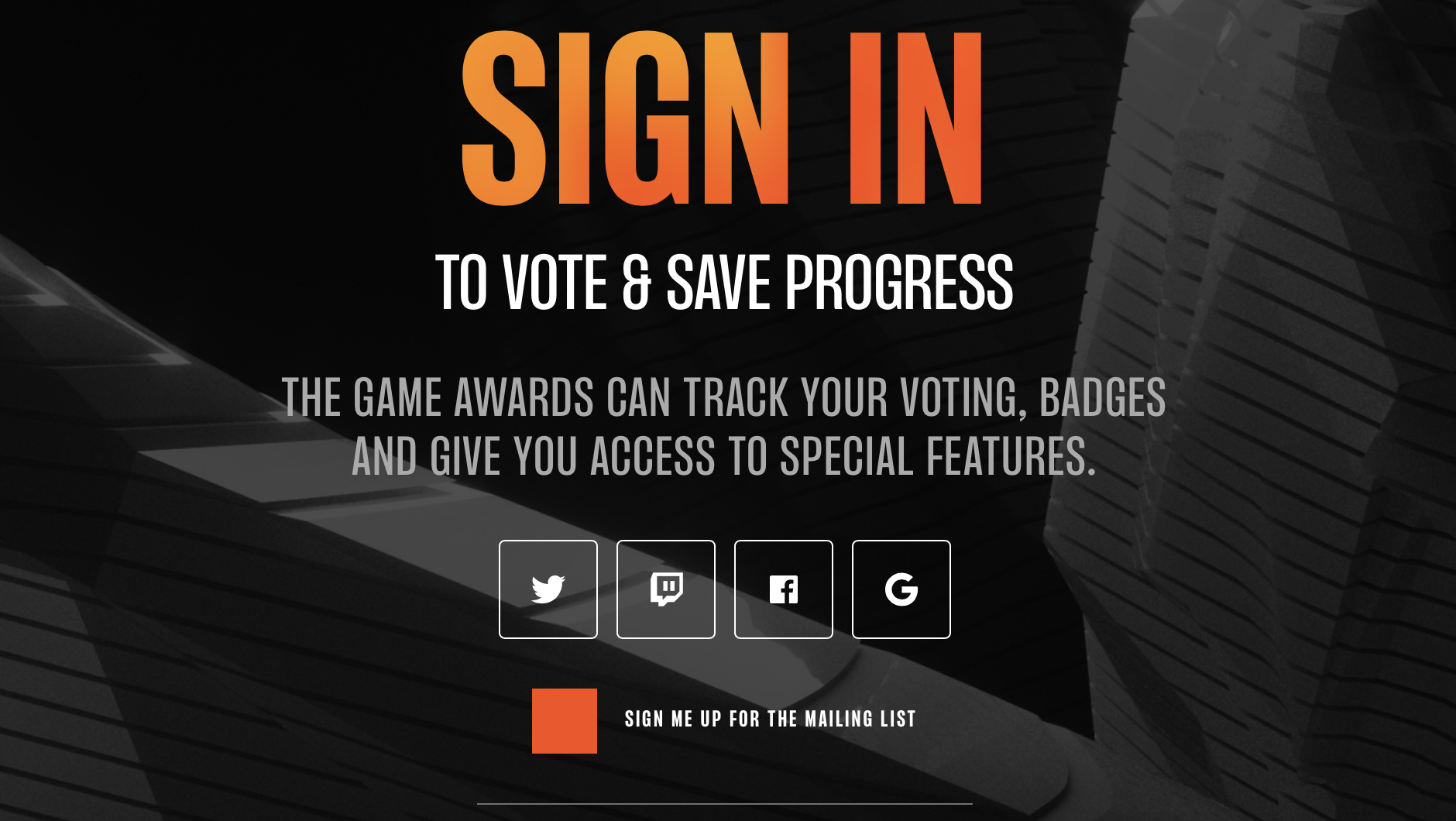 Game Awards 2022 - Sign in (vote)