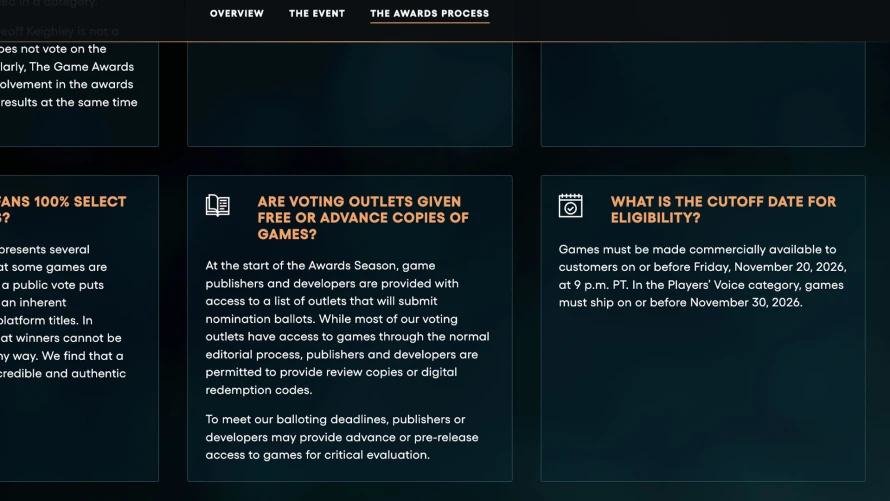 game-awards-2026-date-limite-eligibilite-faq