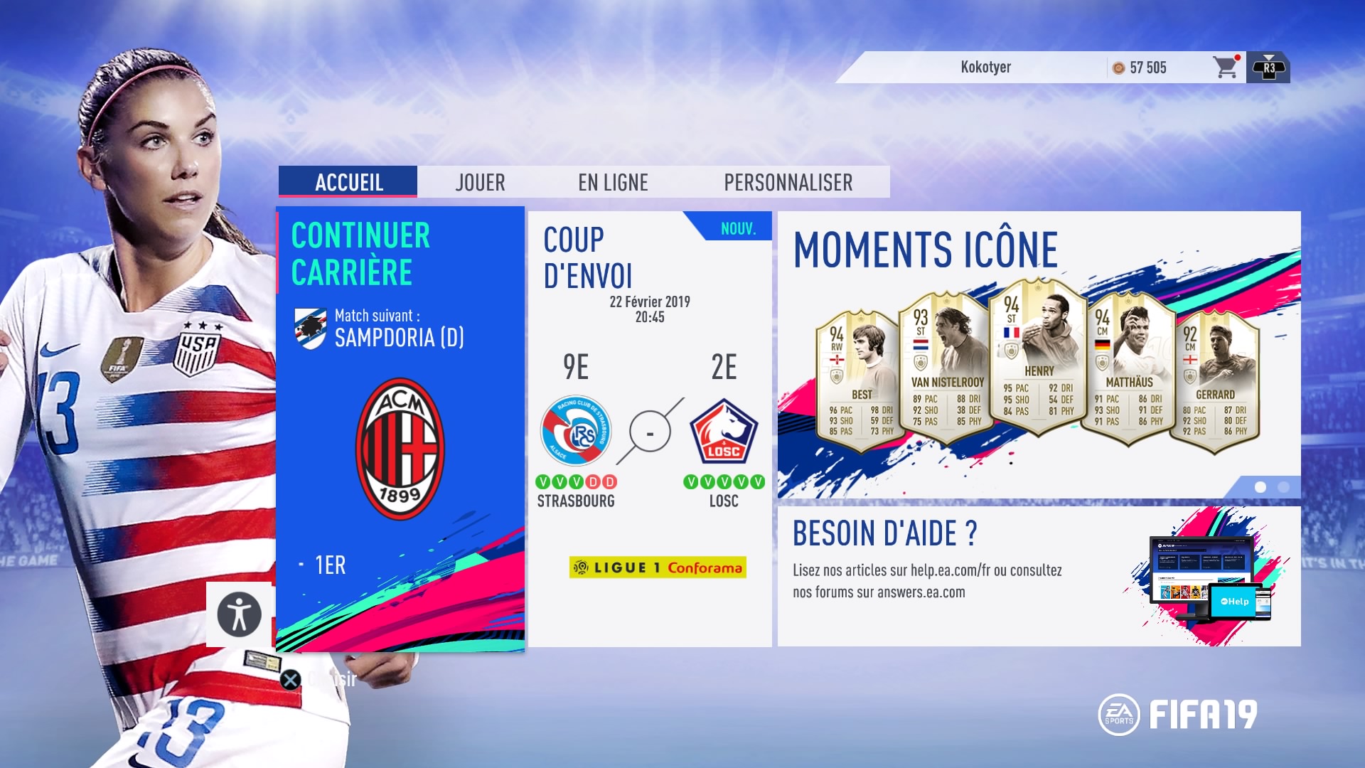 FIFA 19 (dans les menus)