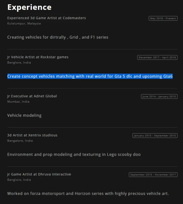 GTA 6 CV