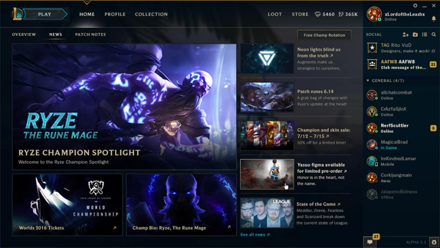 Mise &agrave; jour du client de League of Legends