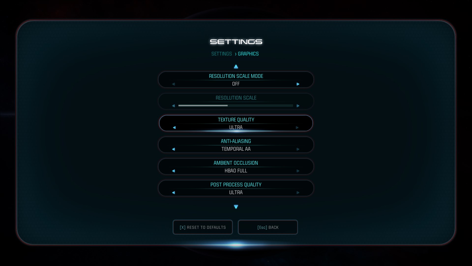 Mass effect andromeda settings