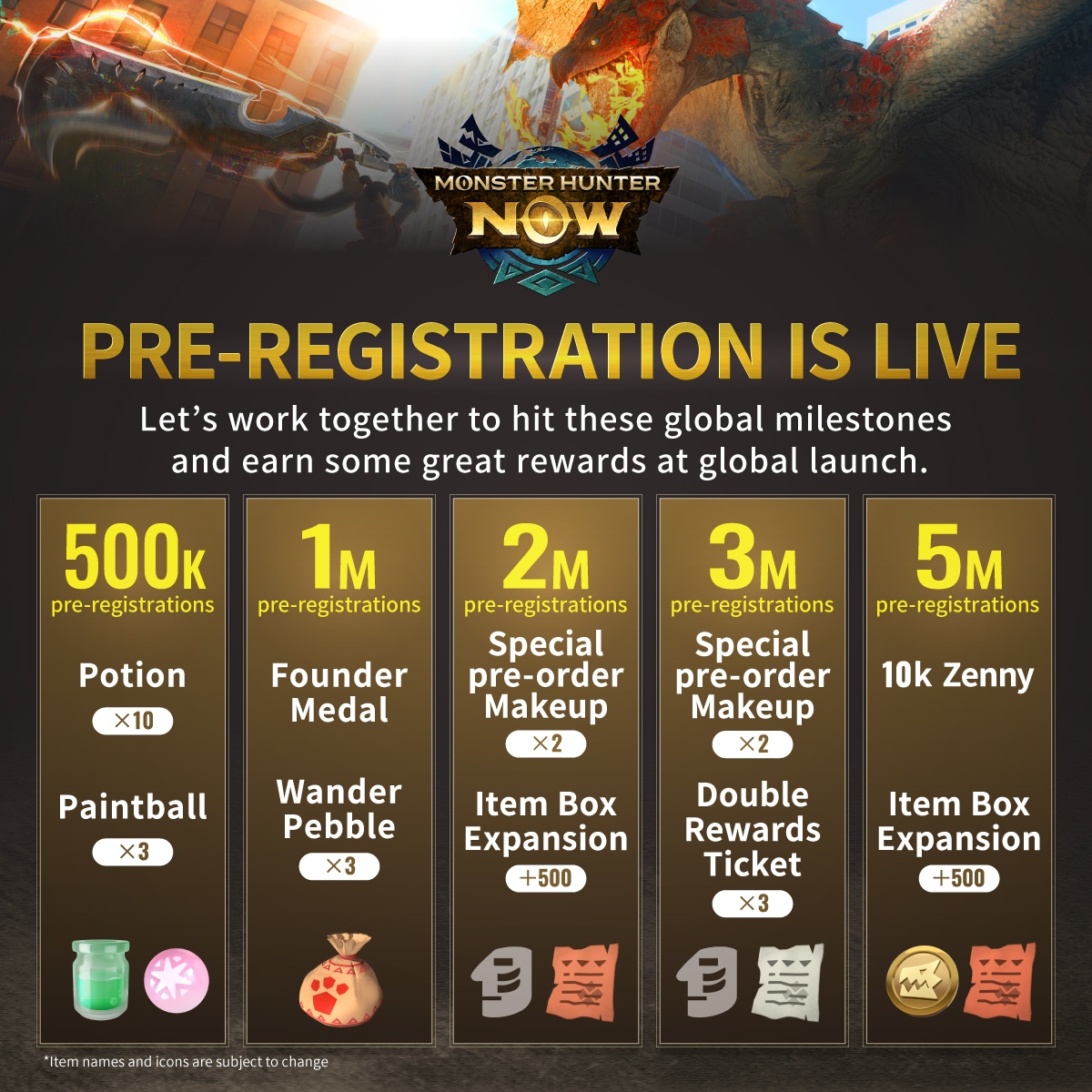 récompenses-de-préinscription-monster-hunter-now