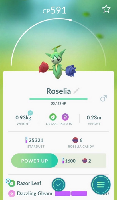 pokemon go roselia carte