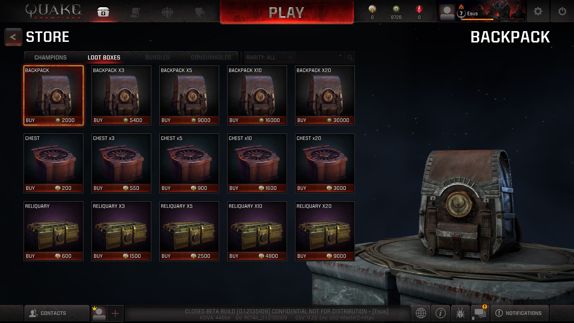 Quake Champions loot et coffre