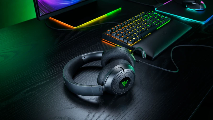 Kraken V4 X Sensa HD Haptics on desk