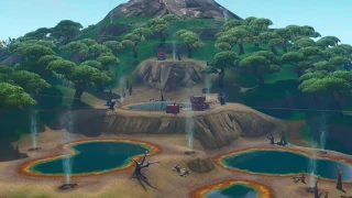 Fortnite : Défi semaine 9, Étape 3: Danser entre quatre sources chaudes