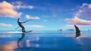 Utiliser une canne à pêche pour surfer derrière un requin à butin à Sweaty Sands, Défis Aquaman