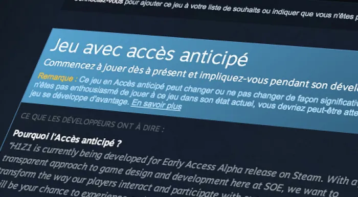 La page Steam de H1Z1 est en ligne