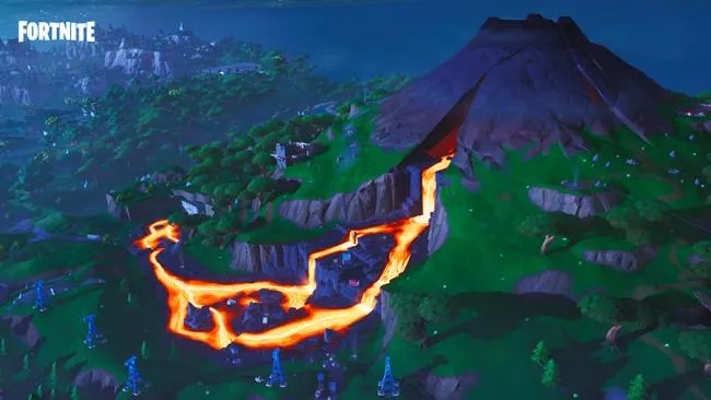 Fortnite : Défi Décryptage, puce 92 : Utiliser l'aerosol Couple de pierre près d'une cascade de lave