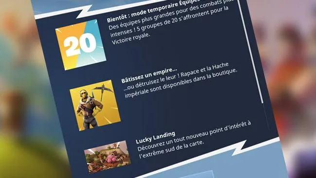 Le nouveau mode temporaire de Fortnite: Battle Royale : Équipes de 20 est disponible ! 